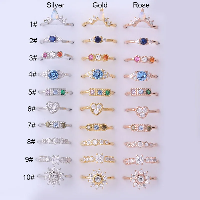 2022 New 1PC 0.8x8mm Colorfull Zircon Hoop Nose Rings Tiny Heart Flower Open Bendable Helix Cartilage Nose Piercing Body Jewelry