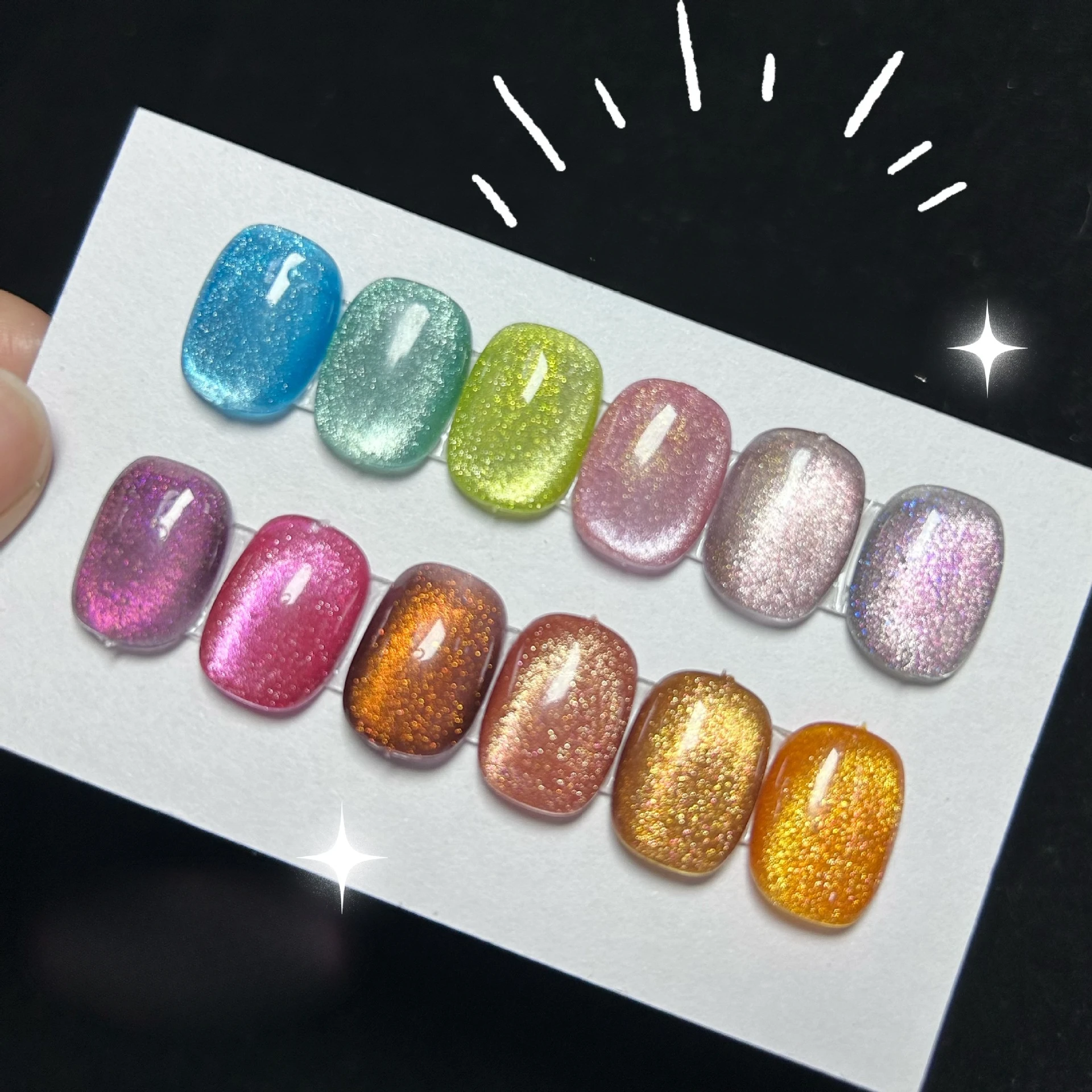 12pc 5ml Glitter Cat Magnetic Nail Gel Polish Cat Eye Holographic Reflective Semi Permanent UV Gel Soak Off Sparkling Nail Art