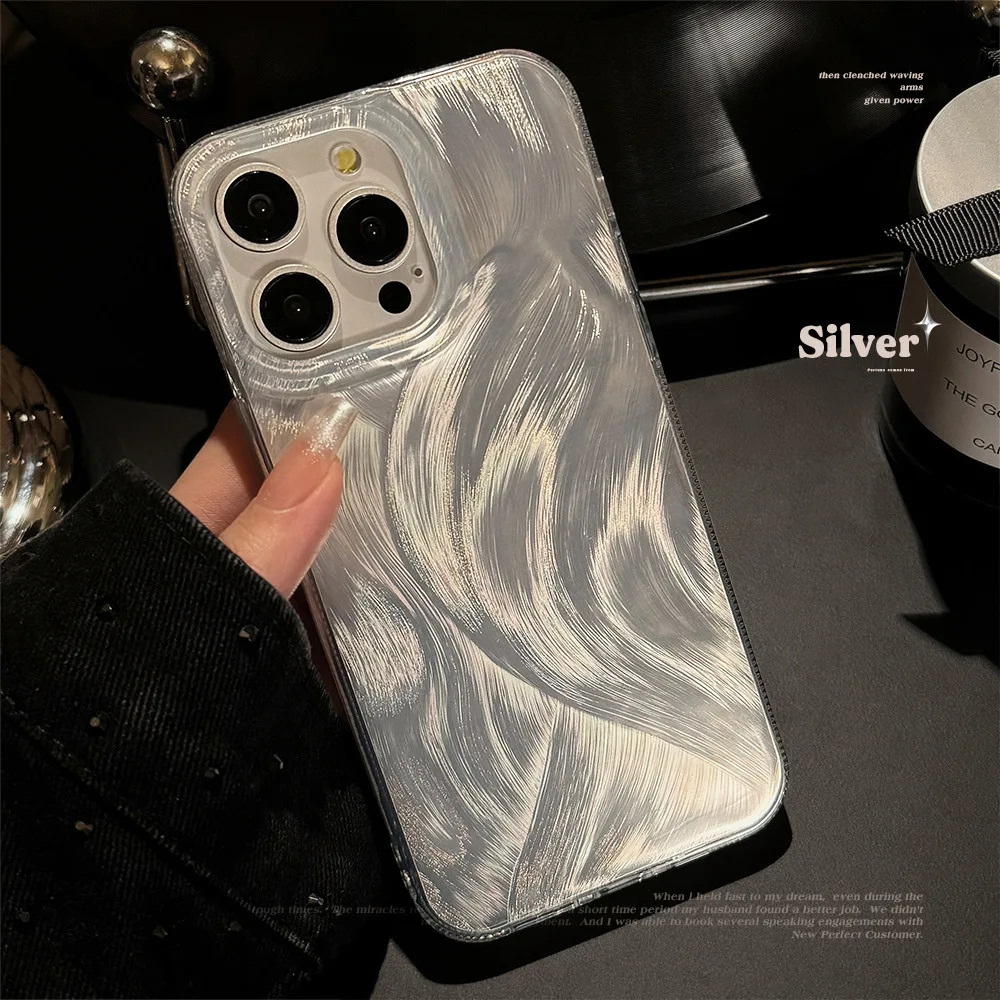 Luxury and Premium Feather Gauze IMD Phone Case Fro IPhone 15 14 13 12 11 Pro Max Plus Shockproof Hard Cover