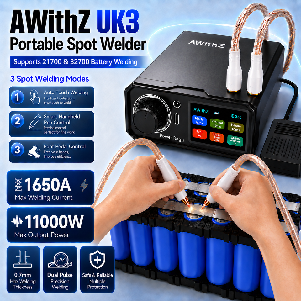  Awithz UK3 Portable Battery Spot Welder DIY Mini Welding Machine 18650 Lithium Battery Pack Welding Tool 10000mah Weldable 0.7mm 