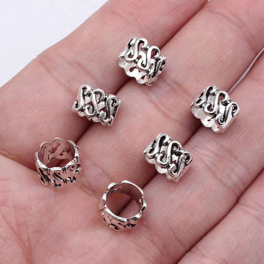 40pcs/lot 10x10x7mm S-shaped design Big hole beads For Jewelry Making Antique Silver Color 0.39x0.39x0.28inch