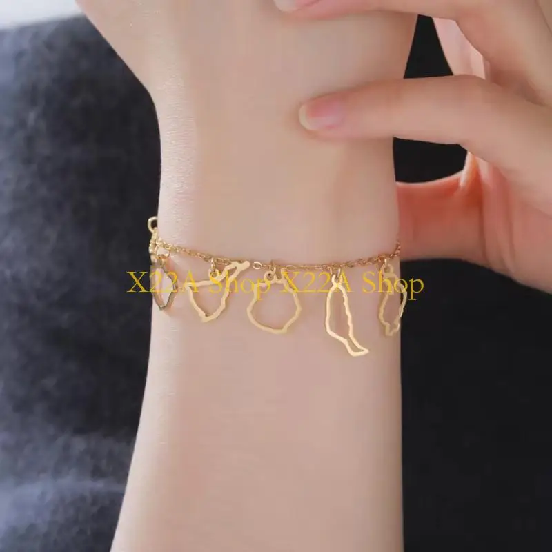 Unique Travel Souvenir Charm Bracelet with Openwork Spain Map Design