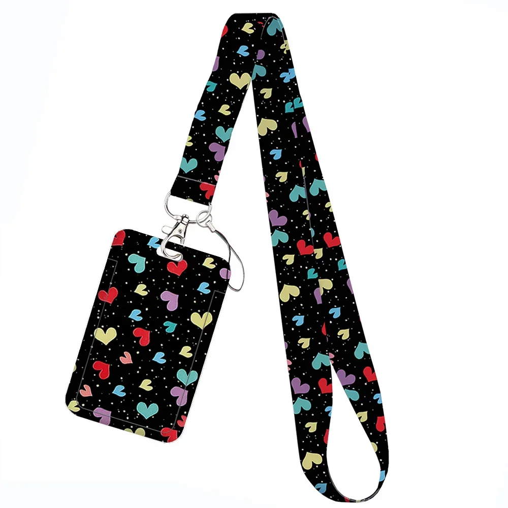 Love Marble Pattern Keychain Holder with Lanyard