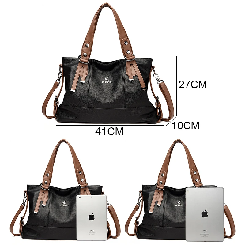 100% Cow Leather Handbag Women Genuine Leather Shoulder Bags Natural High Quality Cowhide Crossbody Large Capacity Messenger Bag