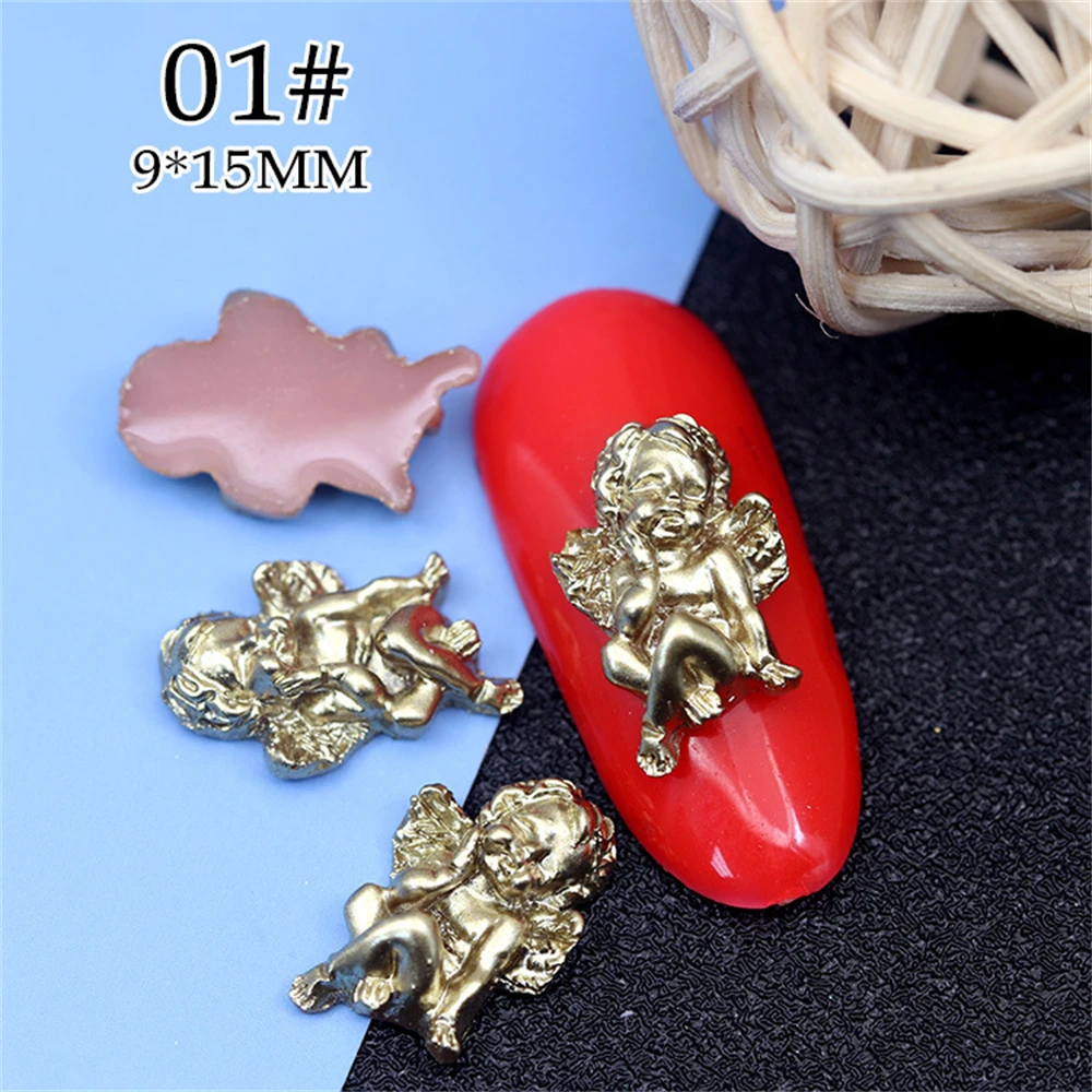 10Pcs Baroque Angel Baby Nail Art Decoration Classical Pearl Resin Cupid Manicure Charms Part Jewelry 3D Design Nail Accessories