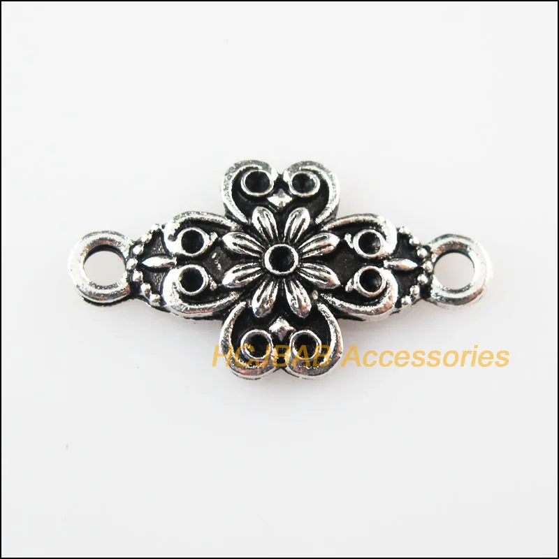 15 sztuk tybetańskich srebrnych kwiatów Charms wisiorki złącza 13,5x25,5mm — zdjęcie 6