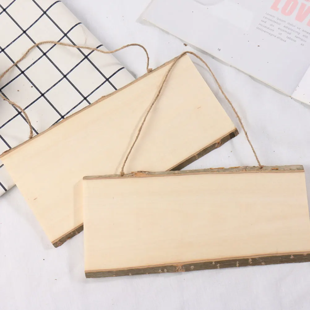 

2 Pcs Painting and Coloring Pendants Wall Decor Hanging Board Display Wooden Bamboo