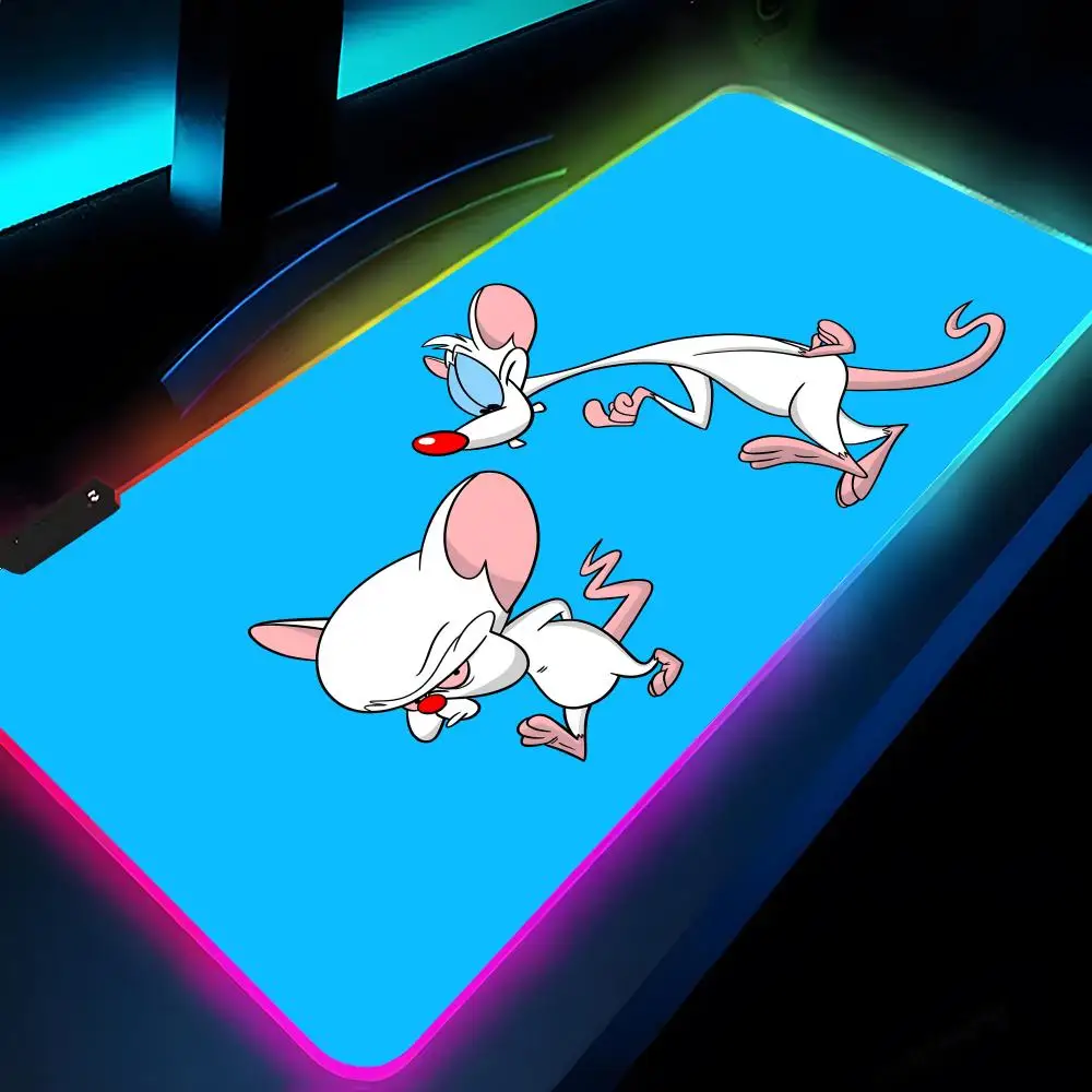 

Cartoon Pinky And The Brain Mouse Pad Rgb Xxl Laptop Mat Gaming Mousepad Backlit Keyboard Gamer Girl Table Pads Desk