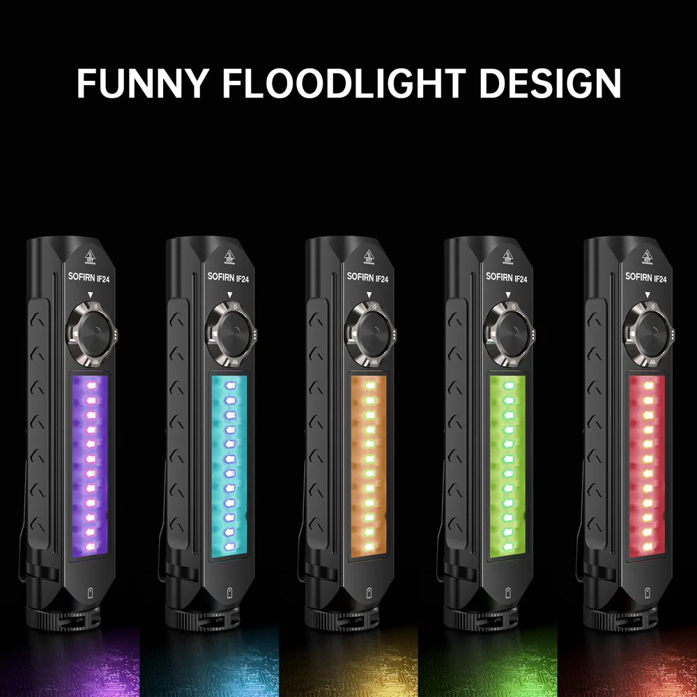 Sofirn If24 Sst40 2000lm Rgb Licht Krachtige Led Zaklamp 5V 2a Ip66 Waterdicht 18650 Usb C Oplaadbare Zaklamp Met Magnetische