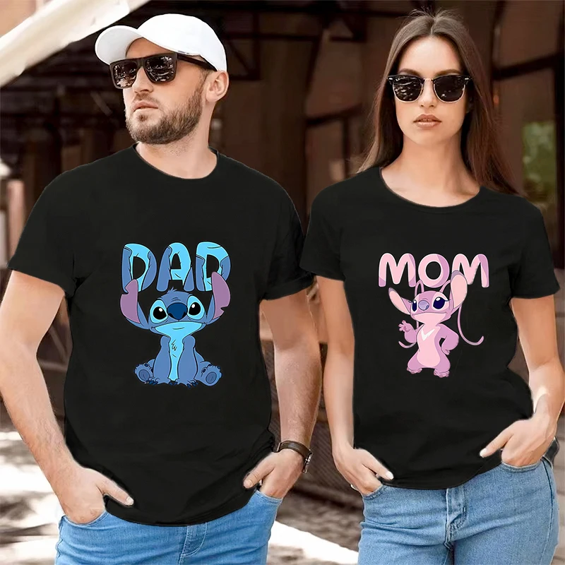 

Stitch Costumes T Shirt Men Women Clothing Cartoon Mickey Mouse Graphic Tee Tops Disneyland Trip Couple Black Cartoon Tshirt