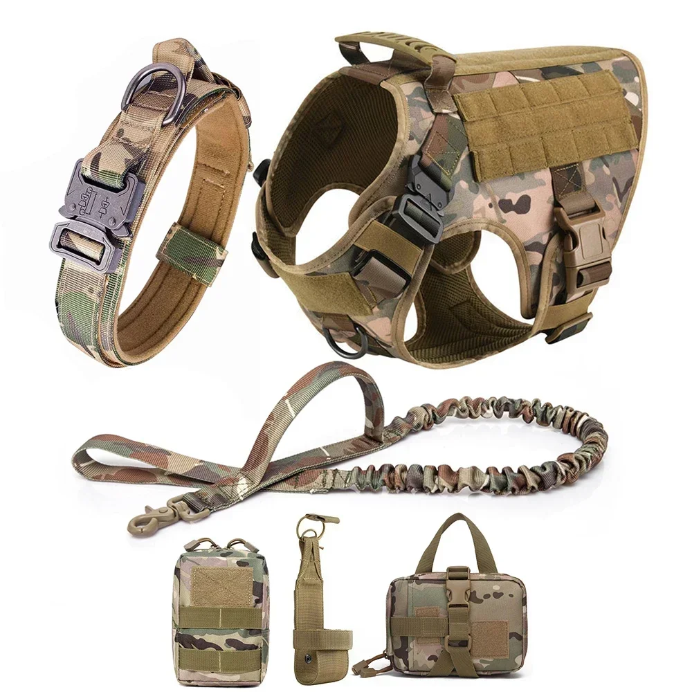 Large Dog Collar Military Dog Harness And Leash Set Pet Training Vest Tactical German Shepherd K9 Harnesses For Small Dogs