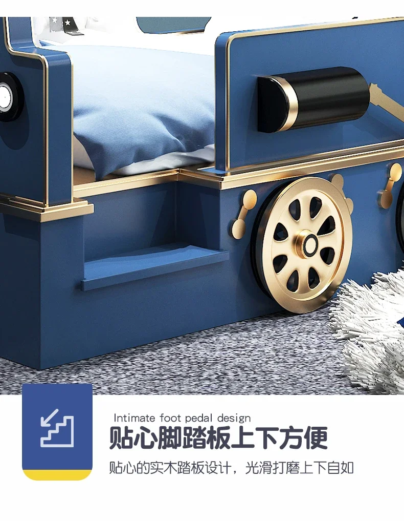 Wonderful childhood creative children's bed solid wood theme hotel train boy single bed