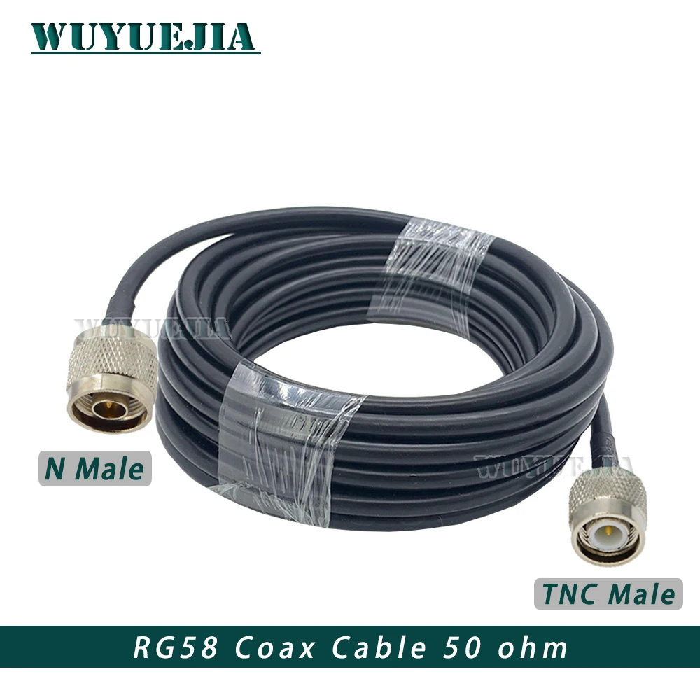 TNC Cable RG58 N Male Plug to TNC Female Bulkhead WiFi Antenna Extension Cable Low Loss N Female to TNC Coaxial Cable 10CM-30M