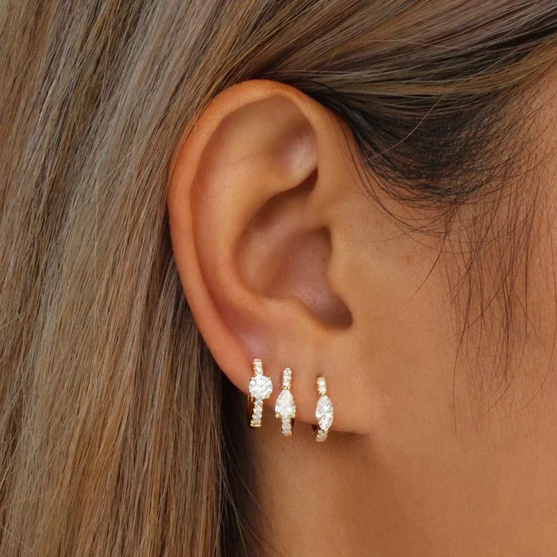 CRMYA Gold Plated Fashion Hoop Earrings For Women CZ Zircon Piercing Circle Earrings 2022 Party Wedding Jewelry Wholesale