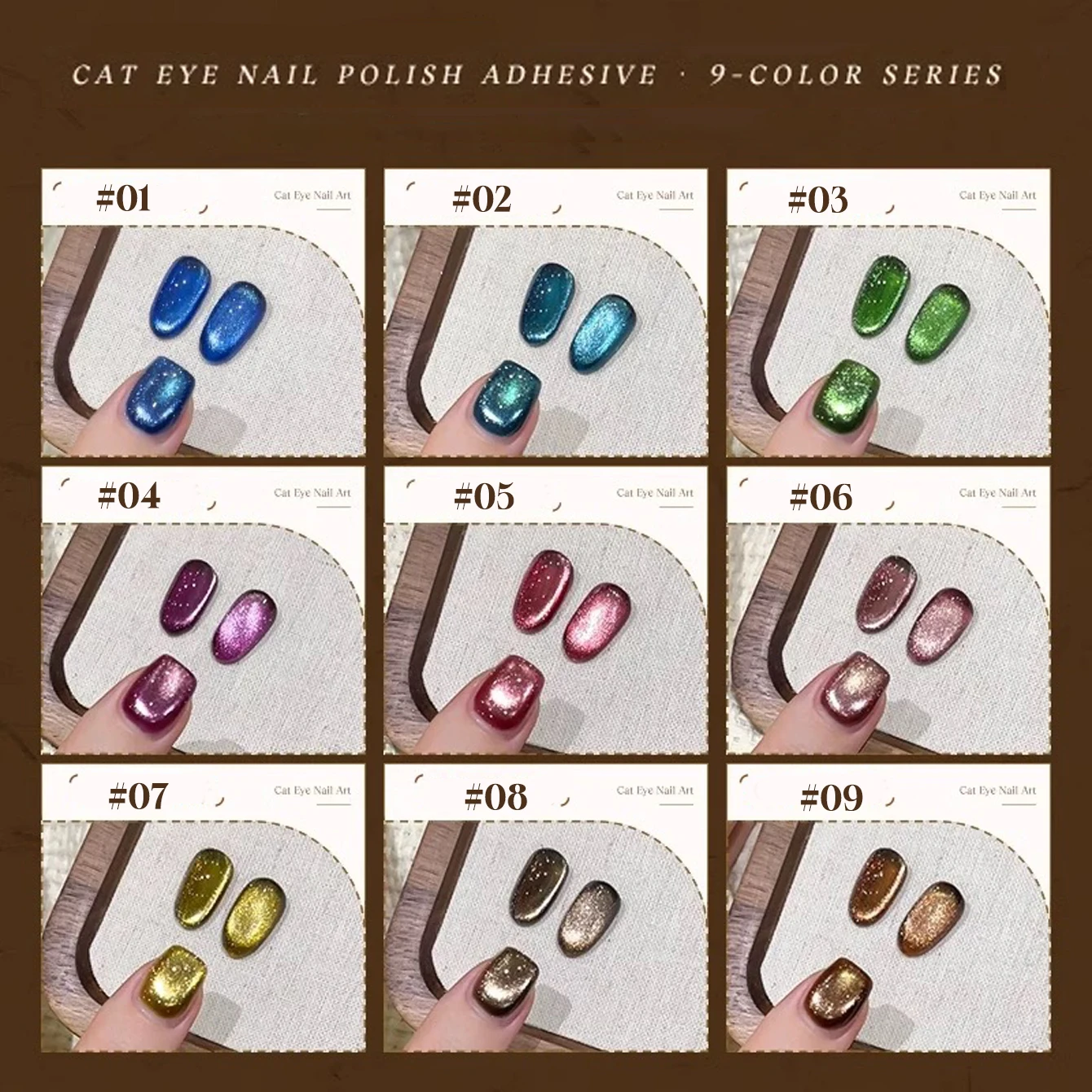 MIANEL 1-10pcs Super Flash Laser Rainbow Cat Eye Gel Unha Polonês Versátil Brilho Olho de Gato Diamante Pigmento Brilho Rainbow