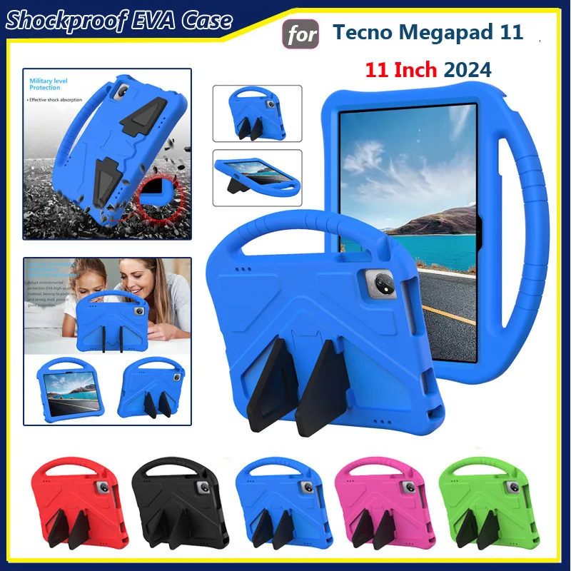 

Для Tecno Megapad 11 11 дюймов 2024 чехол для планшета с ручкой противоударный чехол-подставка из ЭВА защитный чехол для всего тела