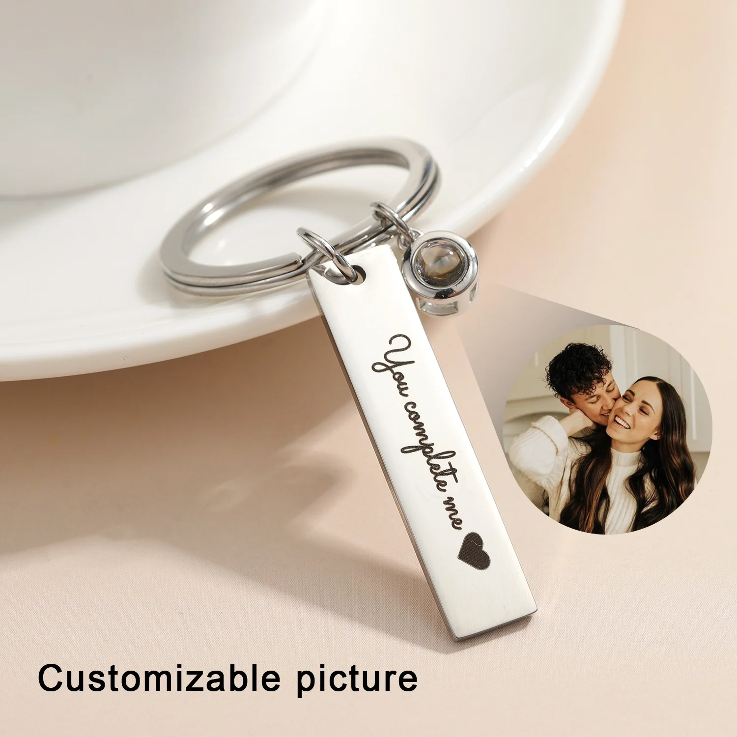 Personalized Signature Keychain Custom Photo Projection Keyring Customized Real Handwriting Pet Memorial Valentine\'s Day Present