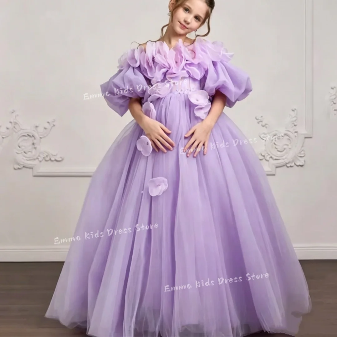 

Simple Mesh Bow Children's Flower Girl Dress Pageant Wedding Girls' A-Line Dress Bridesmaid Dress First Communion Dress
