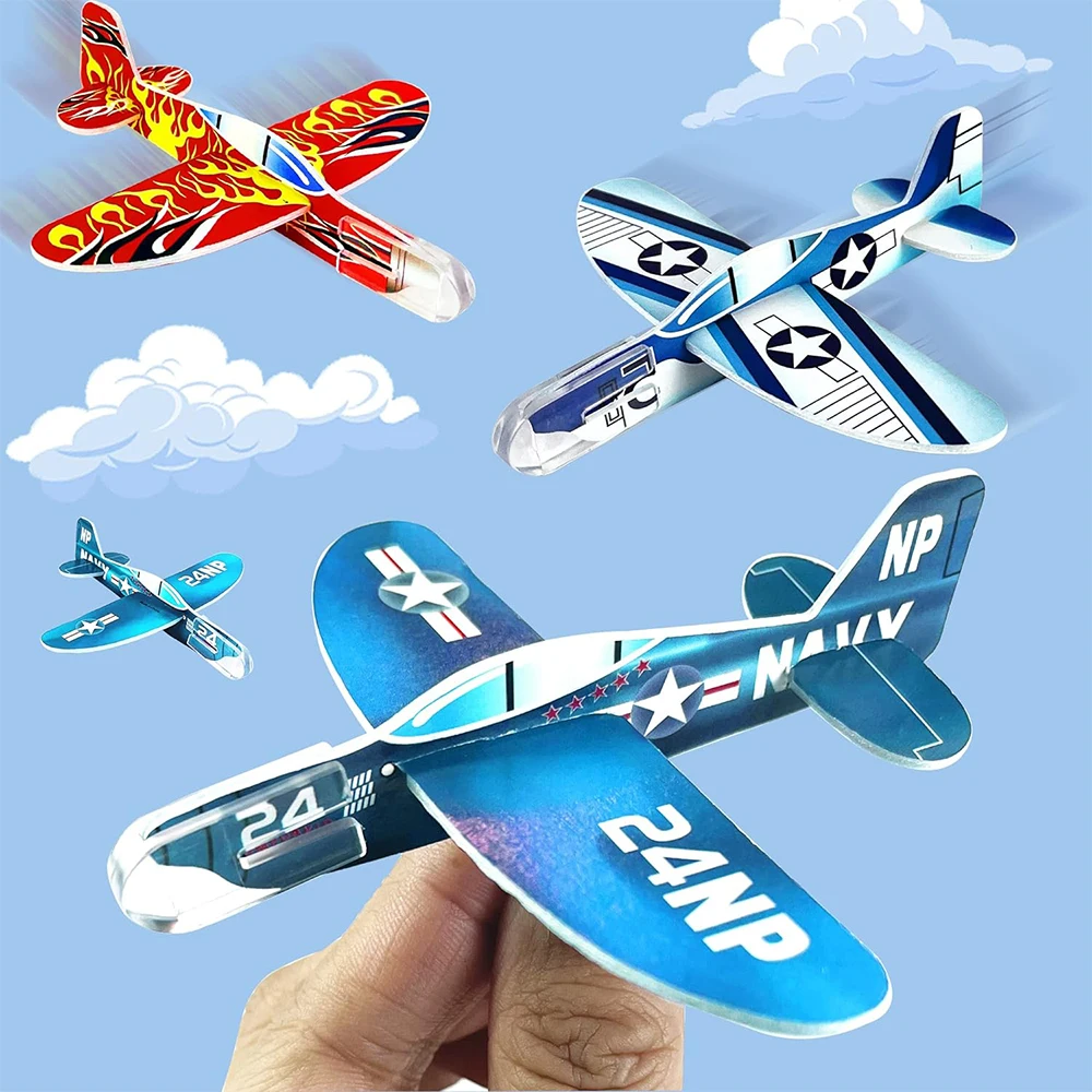 20Pcs Airplane Gliders Flying Toy DIY Multicolor Foam Airplane Birthday Party Gift Souvenirs Pinata Filler Boy Girl Prizes Favor