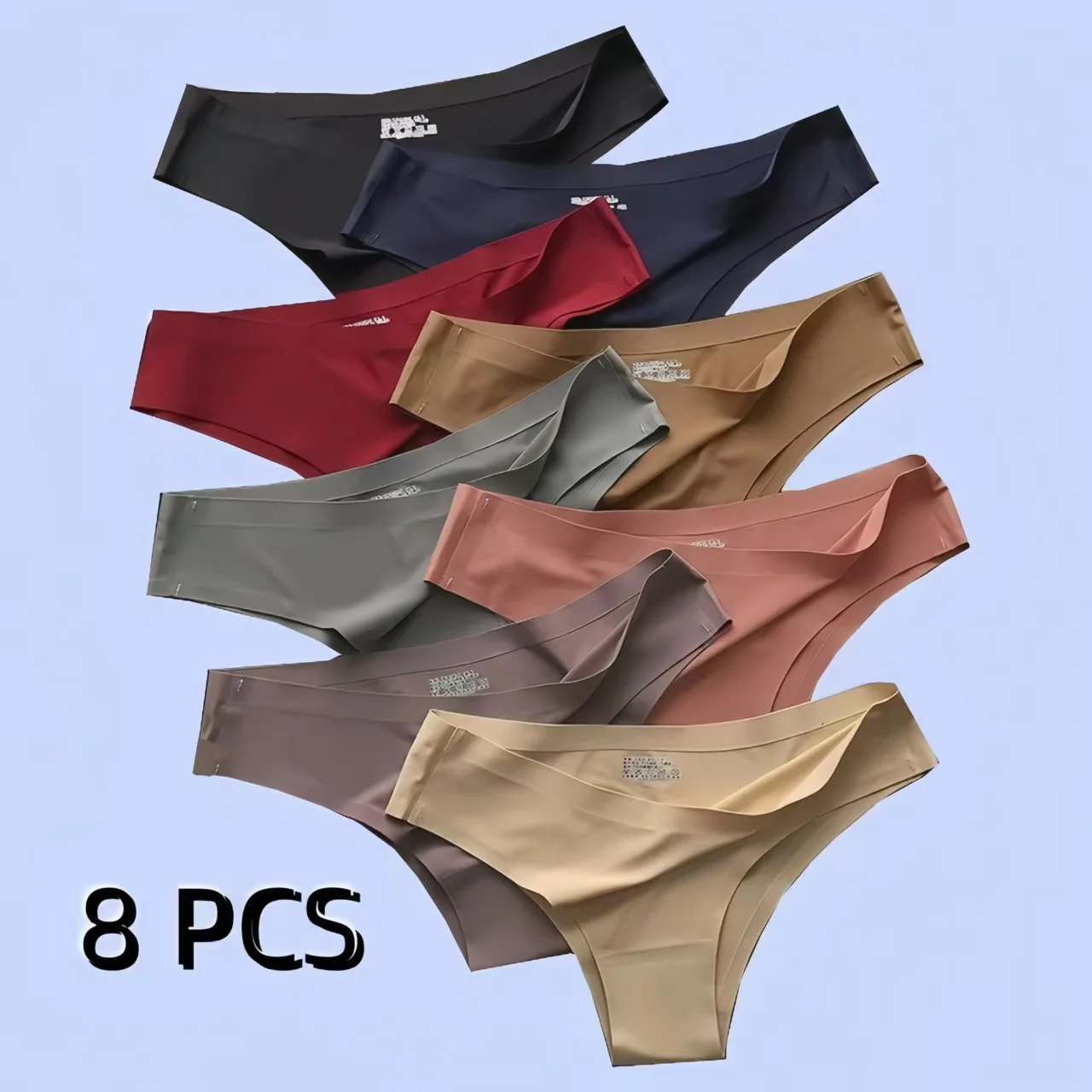 8 PCS Panties Briefs Ladies Ice Silk Traceless Underwear One-piece Mid-waist Naked Comfortable Breathable Sexy Ladies