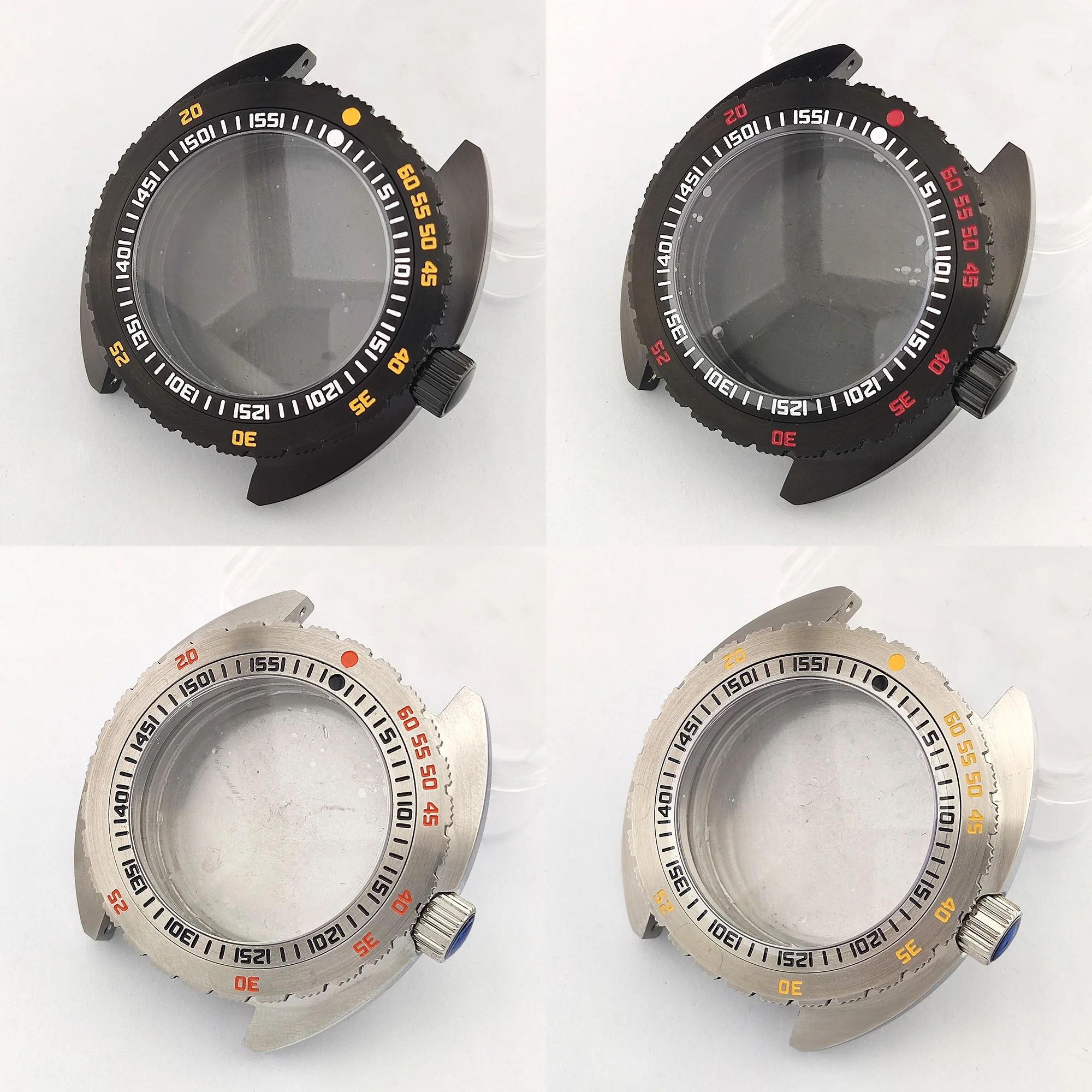 

42.8mm Men's watch case silver black sapphire glass Stainless steel case Fit NH35 NH36 NH34 Movement Fashionwaterproof NH35 case