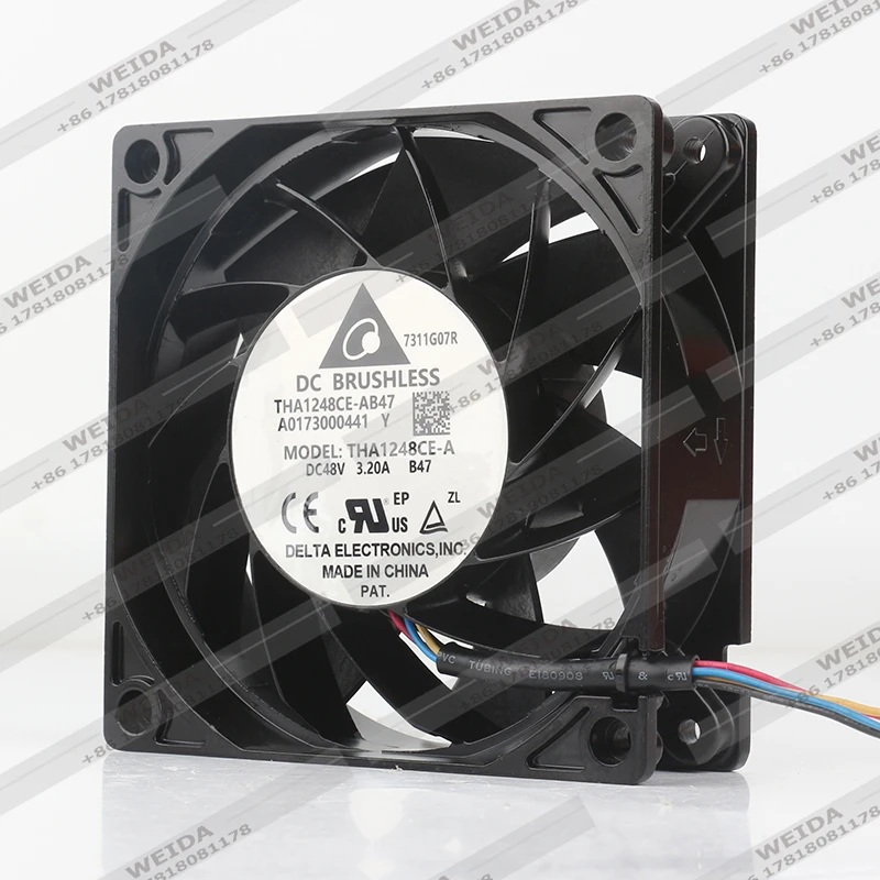 12CM cooling fan Delta Violent aluminum frame  frequency converter 12038 4-wire violent THA1248CE-A 120x120x38MM DC48V 3.20A