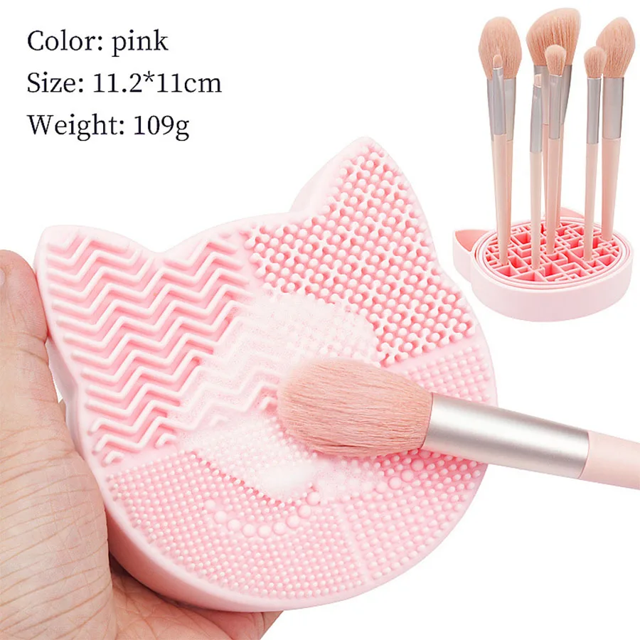 فرشاة مكياج، وسادة غسيل، وعاء قابل للطي، أداة تجميل، تنظيف وتجفيف، بيضة تجميل، رأس قطة، صندوق تنظيف من السيليكون