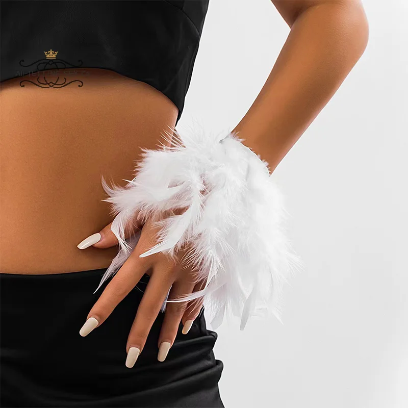 Colorful Feather Cuff Nail Ornament Wristband For Photo Manicure Feathers Sexy Manicure Accessories Bracelet