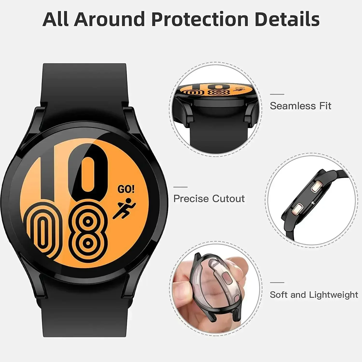 TPU Protective Case for samsung Galaxy watch 6/5/4 TPU Bumper cover Screen protector Galaxy watch 4 5 44mm 40mm