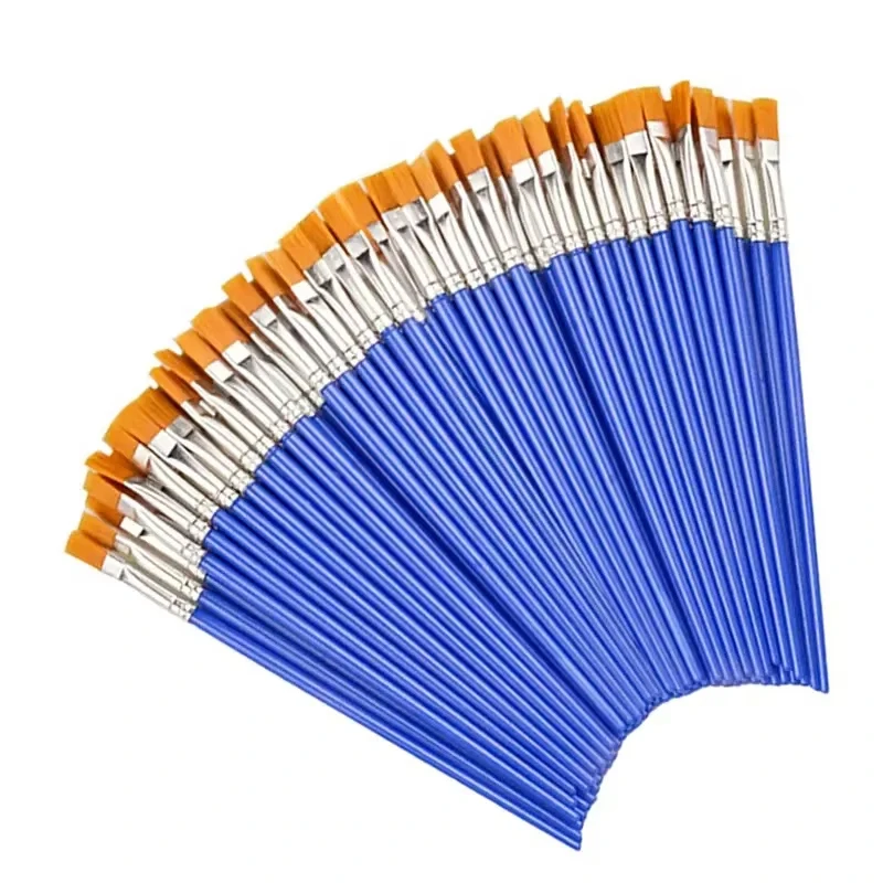 50 stuks schilderborstels set kunst rond plat haar nylon haar kwast voor olie acryl aquarel kinderen/kunstenaars/beginners/student
