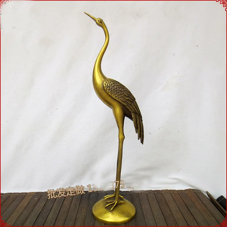 2020 HOME Temple SHOP efficacious Money Drawing GOOD LUCK Mascot # Taoism Buddhism GOD Red-crowned crane FENG SHUI Brass statue