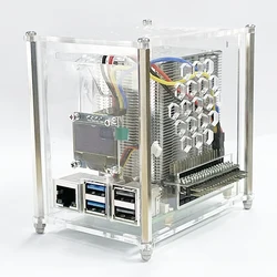 Raspberry Pi 5 Argon Tower Fan Housing Acrylic Transparent Box PWM Speed Control Oled Screen Temperature Monitoring