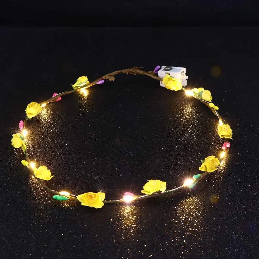 Trara لوصيفة العروس هيرباند عطلة للعروس مصباح ليد مضيئة متوهجة إكليل إكليل عقال زهرة التيجان عقال الشاطئ عقال