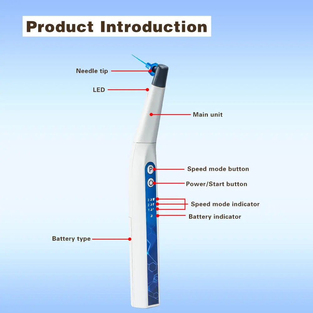 Xnd ativador endodôntico dental com luz led odontologia raiz canal sonic irrigador com 60 peças dicas endo ativador