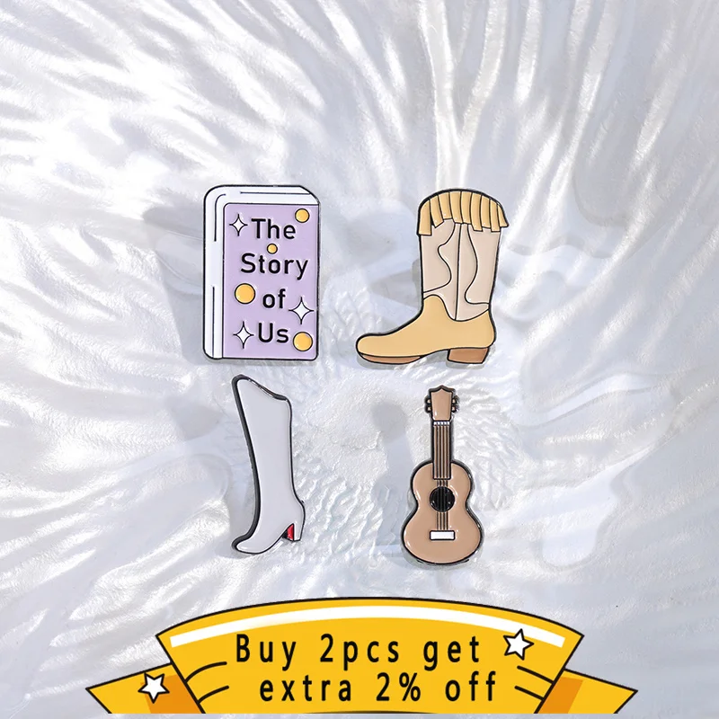 The Story of US Enamel Pins 80's Hip-Hop Punk แฟชั่นกีตาร์แว่นกันแดด Moon เข็มกลัดปกเสื้อป้ายปกเสื้อกระเป๋าเป้สะพายหลังเครื่องประดับของขวัญ