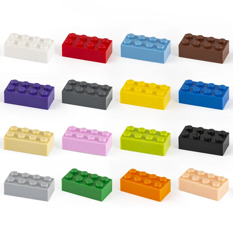 20pcs DIY Building Blocks Thick Figures Bricks 2x4 Dots Educational Creative Size Compatible With 3001 Plastic Toys for Children