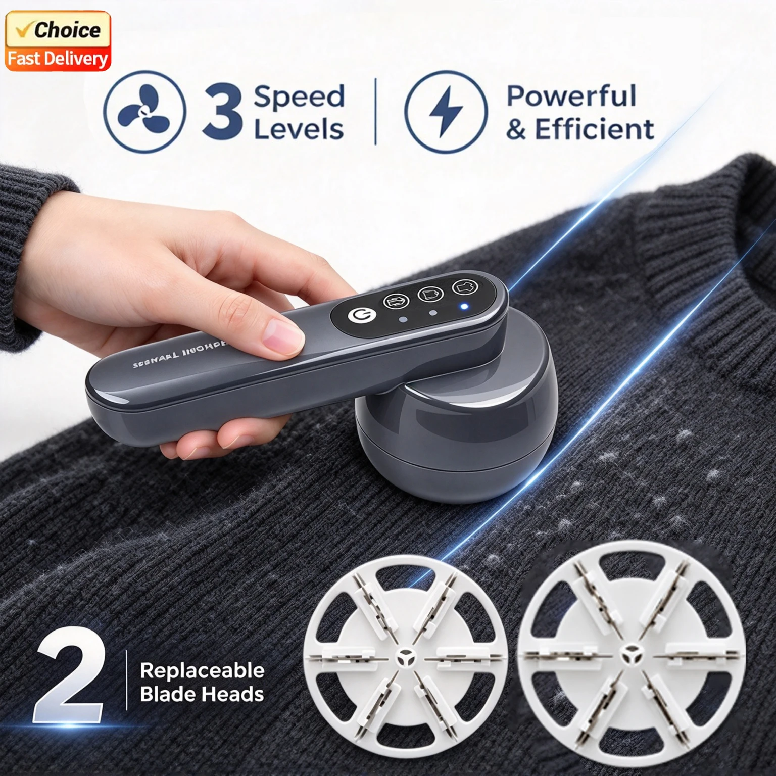 Electric Lint Remover 6-Blade Fabric Shaver USB Type C Rechargeable 3 Speed Portable Fuzz Trimmer with 2 Blades 2026 New