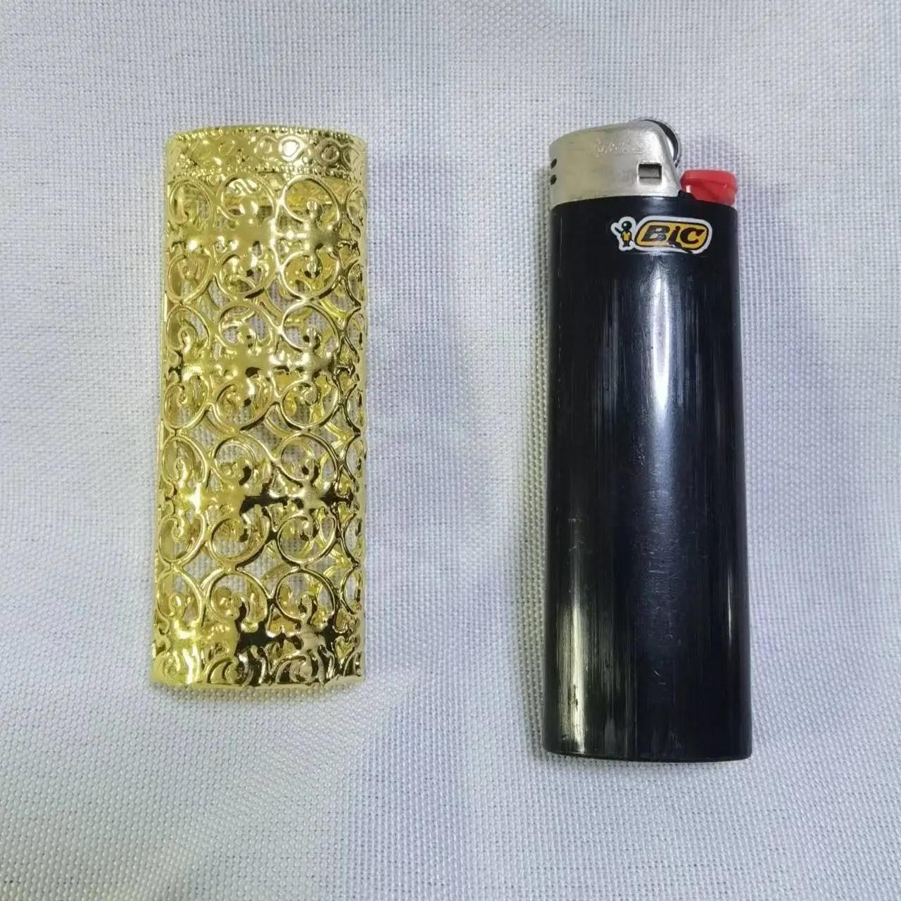 1 Pcs For BIC J6 Large Lighter  Alloy Hollow Carved Exquisite Rose Pattern Cover Case Creative Metal Shell