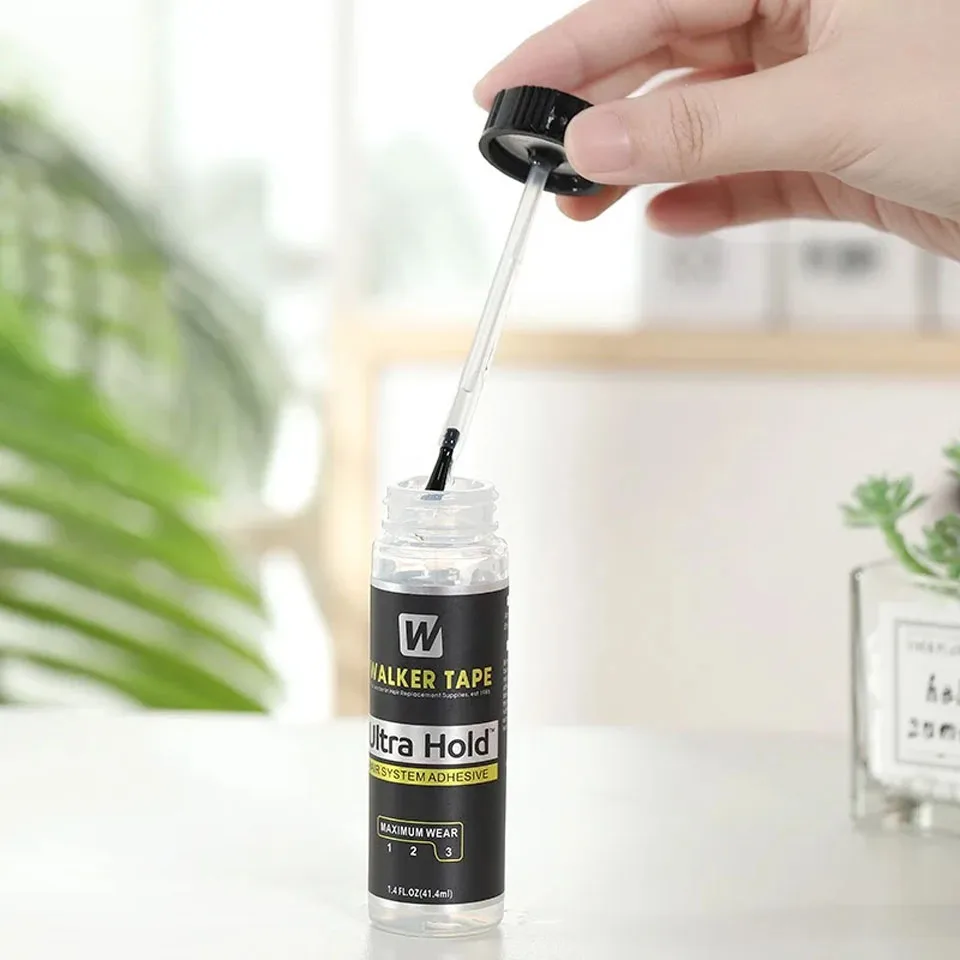 15 مللي الترا عقد شعر مستعار الغراء مقاوم للماء الشعر الغراء للشعر المستعار الدانتيل/الشعر المستعار/إغلاق نظام الشعر غير مرئية لاصق مع فرشاة مزيل الدانتيل