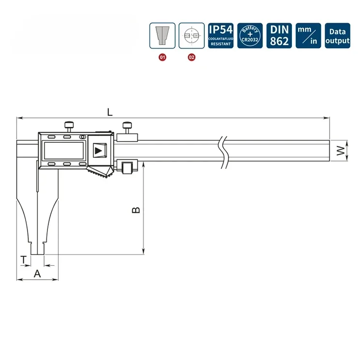 Dasqua  0-1000mm 0.01 Resolution IP54 Water Proof Heavy dut Digital Caliper Big Size Caliper Measuring Tool