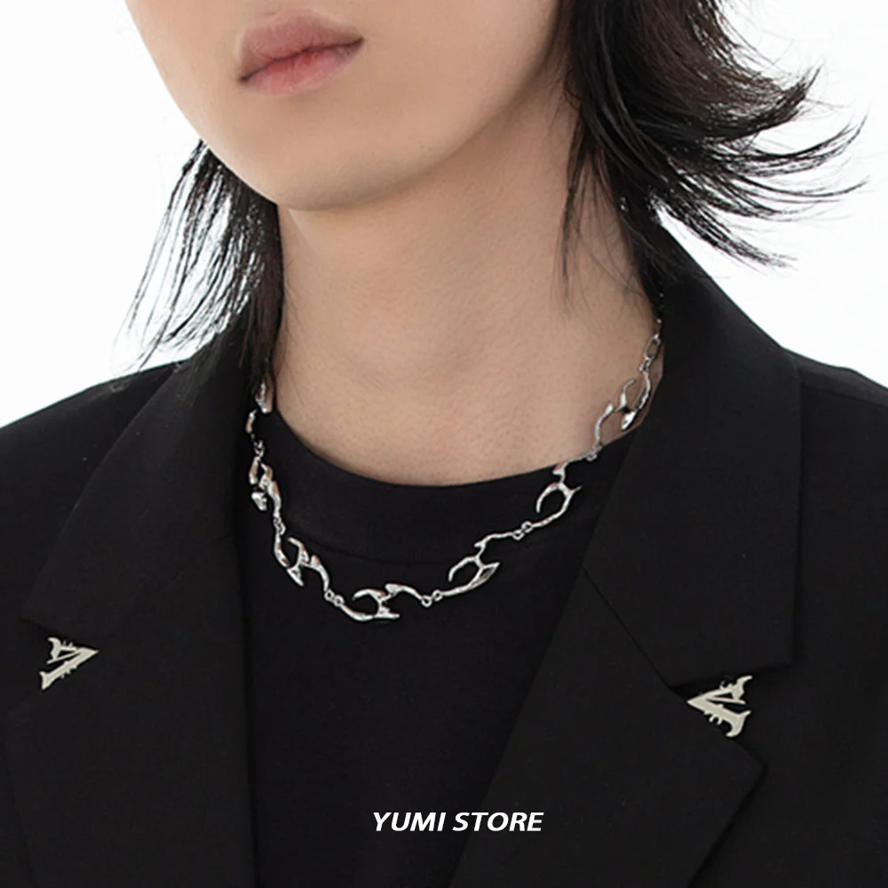 New Trend Irregular Titanium Steel Necklace For Man Luxury Collar Chain Unisex Jewelry Street Hip Hop Accessories Wholesale