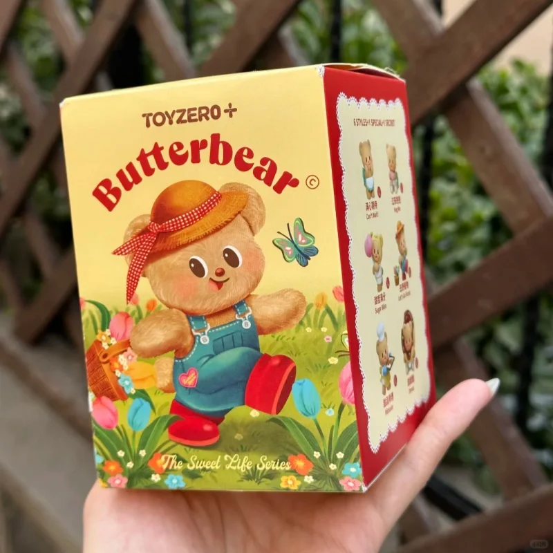 

New Butter Bear Blind Box Sweet Life Series Anime Figures Doll Butterbear Flocking Mystery Box Figurines Desktop Gift Kids Girl