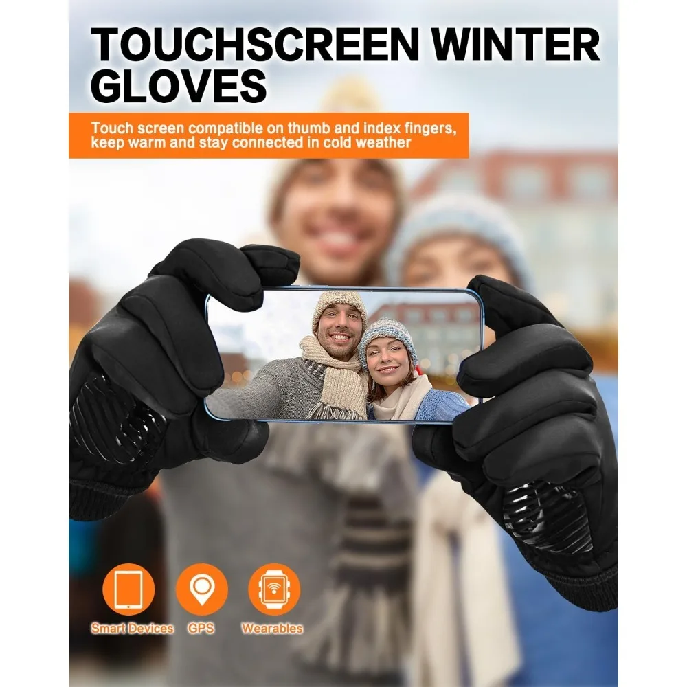 قفازات شتوية للرجال والنساء في الطقس البارد - قفازات حرارية بأصابع شاشة تعمل باللمس، قفازات دافئة مقاومة للماء لـ Runni #3