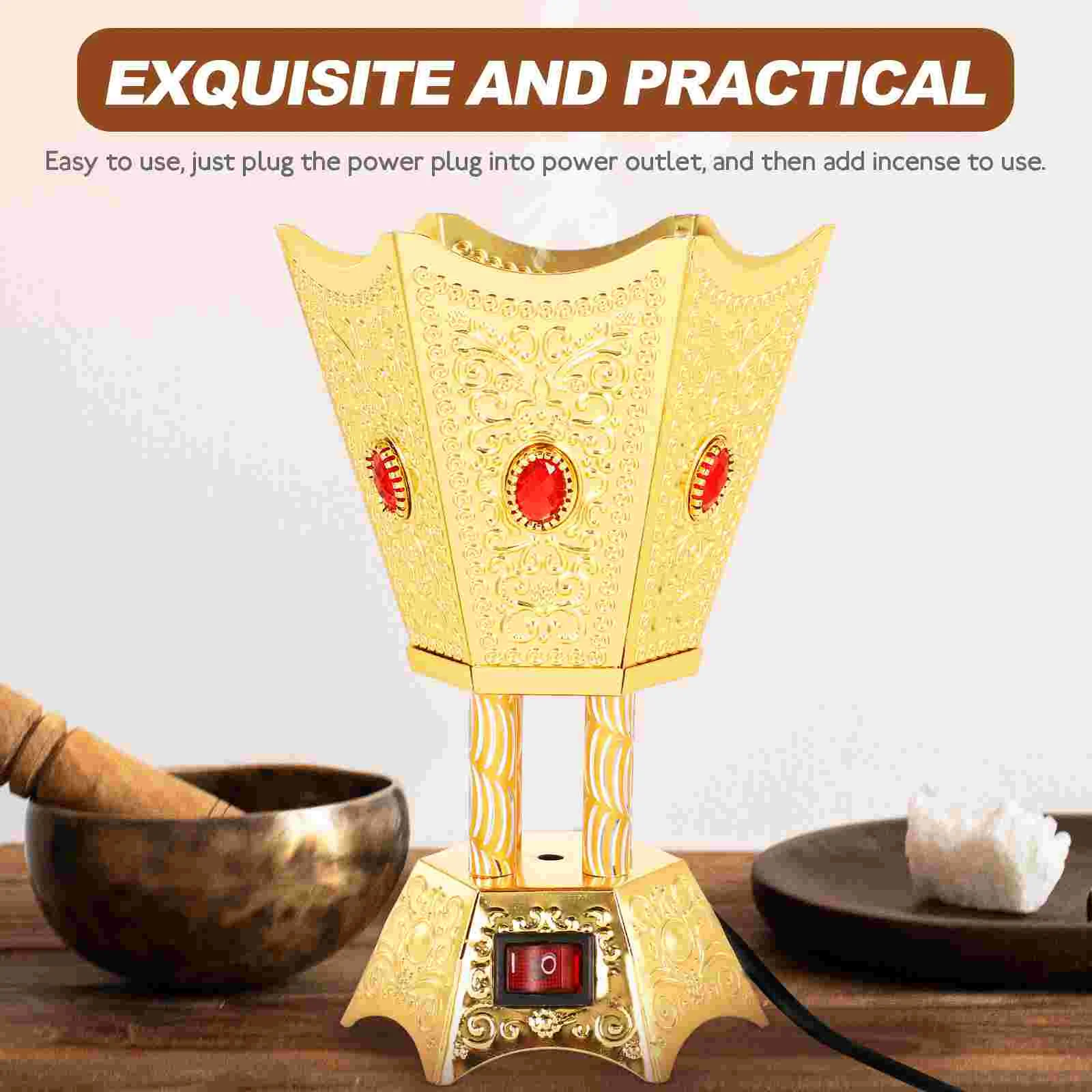 

Plug-in Incense Burner Censer for Home Timer Household Electric Metal Holder Retro Ornament