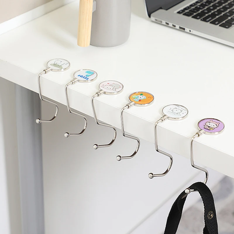1PCS Portable Folding Bag Hook Hanger Purse Handbag Holders Foldable Table Hook Women Handbag Organizer Office Desk Side hook