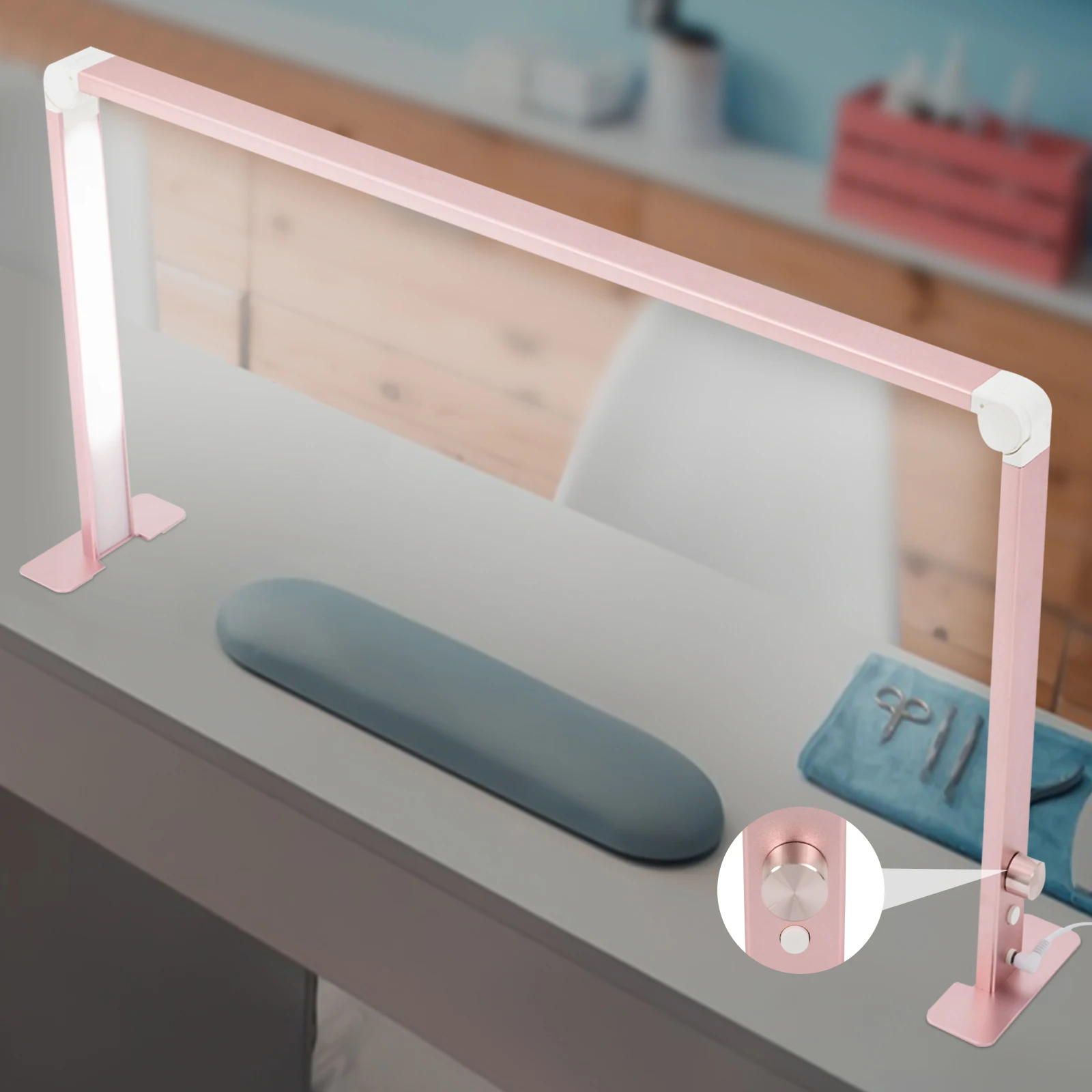 

LED Square Top Nail Desk Lamp-Pink, Manicure Lighting Tool for Salons & Home Nail Art DIY, Energy Efficient LED Light Source