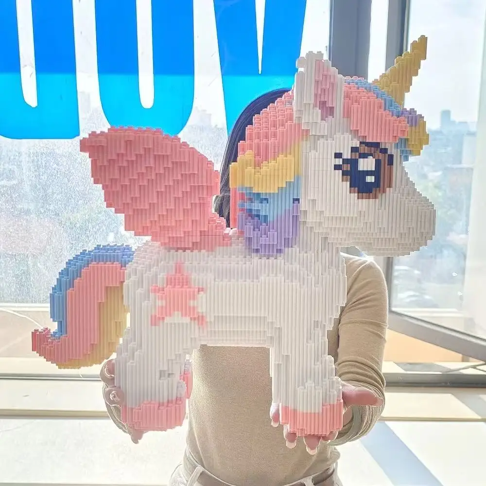 

3D Animal Large Heavy Unicorn Micro Diamond Building Block Small Particle Brick Toys Children's Birthday Gifts Home Ornament