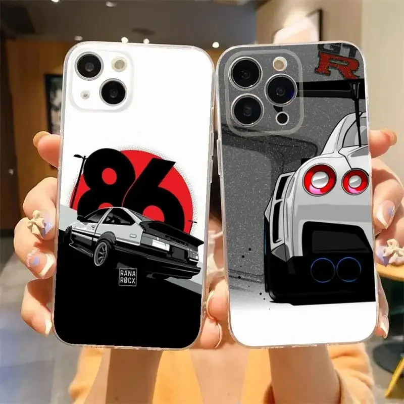 GTR Sport Car JDM AE86 Cool Stuff Phone Case For iPhone 11 12 Mini 13 14 15 Pro XS Max X 8 7 6s Plus 5 SE XR Transparent Shell