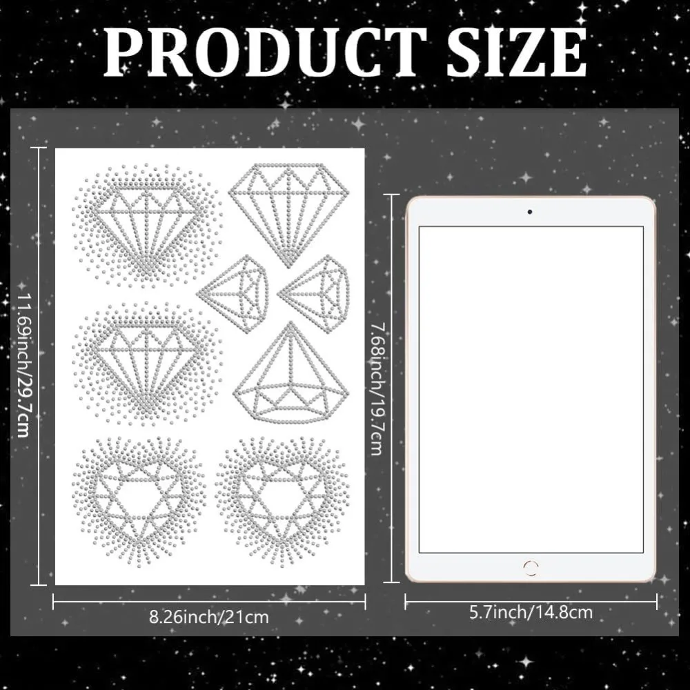 Rhinestone Hearts Iron on Sticker Gradient Hotfix Transfer Decal Heat Transfer Patch Bling Clothing Repair Applique for T-Shirts