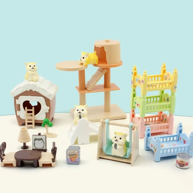 

1 set of Cat Figures Playset Cat Scene Accessories Toy Pretend Play Toy Set Fake Cats Figures Play Toys